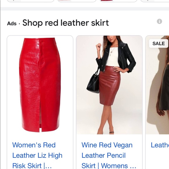 ISO red leather skirt
